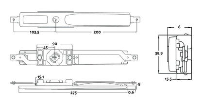 Lenlok CBS Garage Roller Door Lock Narrow Keyed To Differ 4369-C4-KD