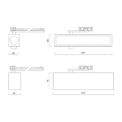 Briton Door Closer with Backcheck Satin Stainless Steel BNT-1130B-SSS