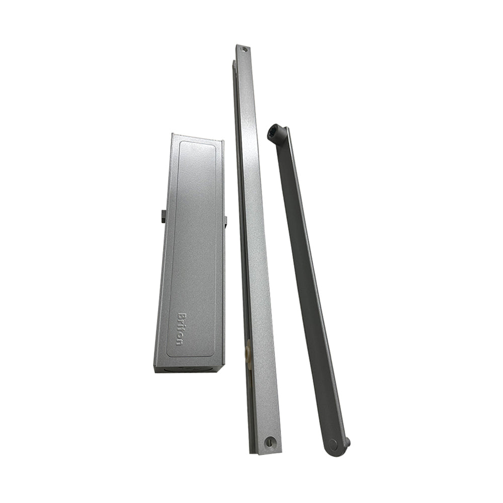 Briton EN1-6 Adjustable Track Arm Door Closer with Back Check Fire Rated Satin Stainless Steel