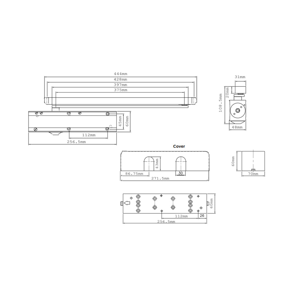 Briton EN1-5 2721 Cam Action Door Closer Push Side Fire Rated Satin Stainless Steel B2721BD-T-SS