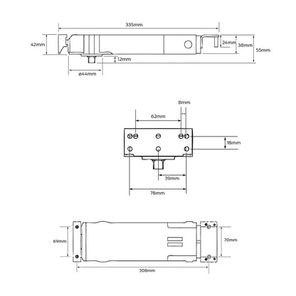 Briton Transom Closer Hold Open 90 Degree Silver BNT-2800/90