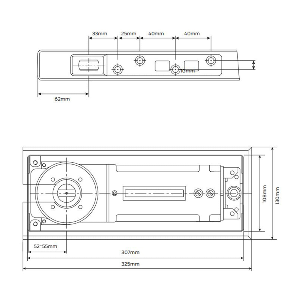 Briton Floor Spring Hold Open 90 Degree Satin Stainless Steel BNT-5004/90