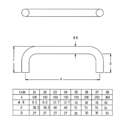 Legge D Pull Handle 150mm Satin Stainless Steel L1351SSS-02