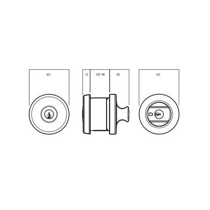Lockwood 005 Paradigm Double Cylinder Deadbolt Round Satin Chrome 005B1SPDP