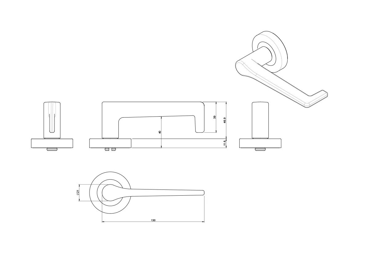 Lockwood Symphony 145 Lever On Round Rose - Available in Various Finishes