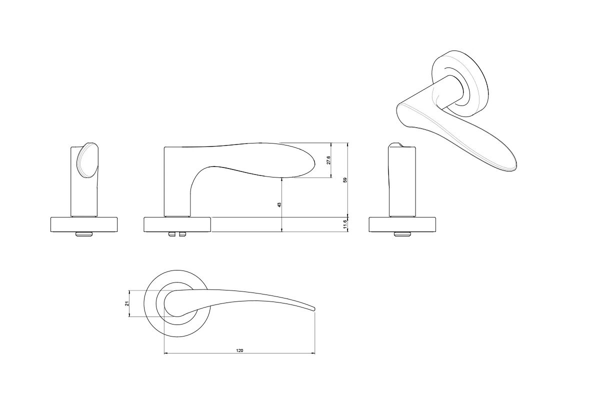 Lockwood Symphony 153 Lever On Round Rose - Available in Various Finishes and Handing