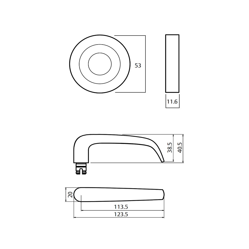Lockwood Symphony 180 Door Lever on Round Rose Full Set - Available in Various Finish