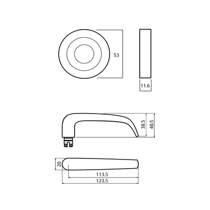 Lockwood Symphony 180 Door Lever on Round Rose Full Set - Available in Various Finish