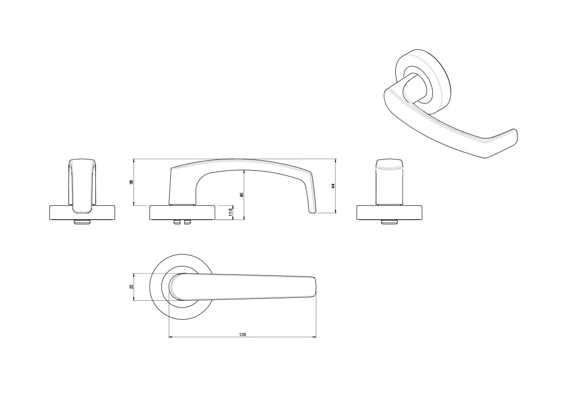 Lockwood Symphony 47 Lever On Round Rose - Available in Various Finishes