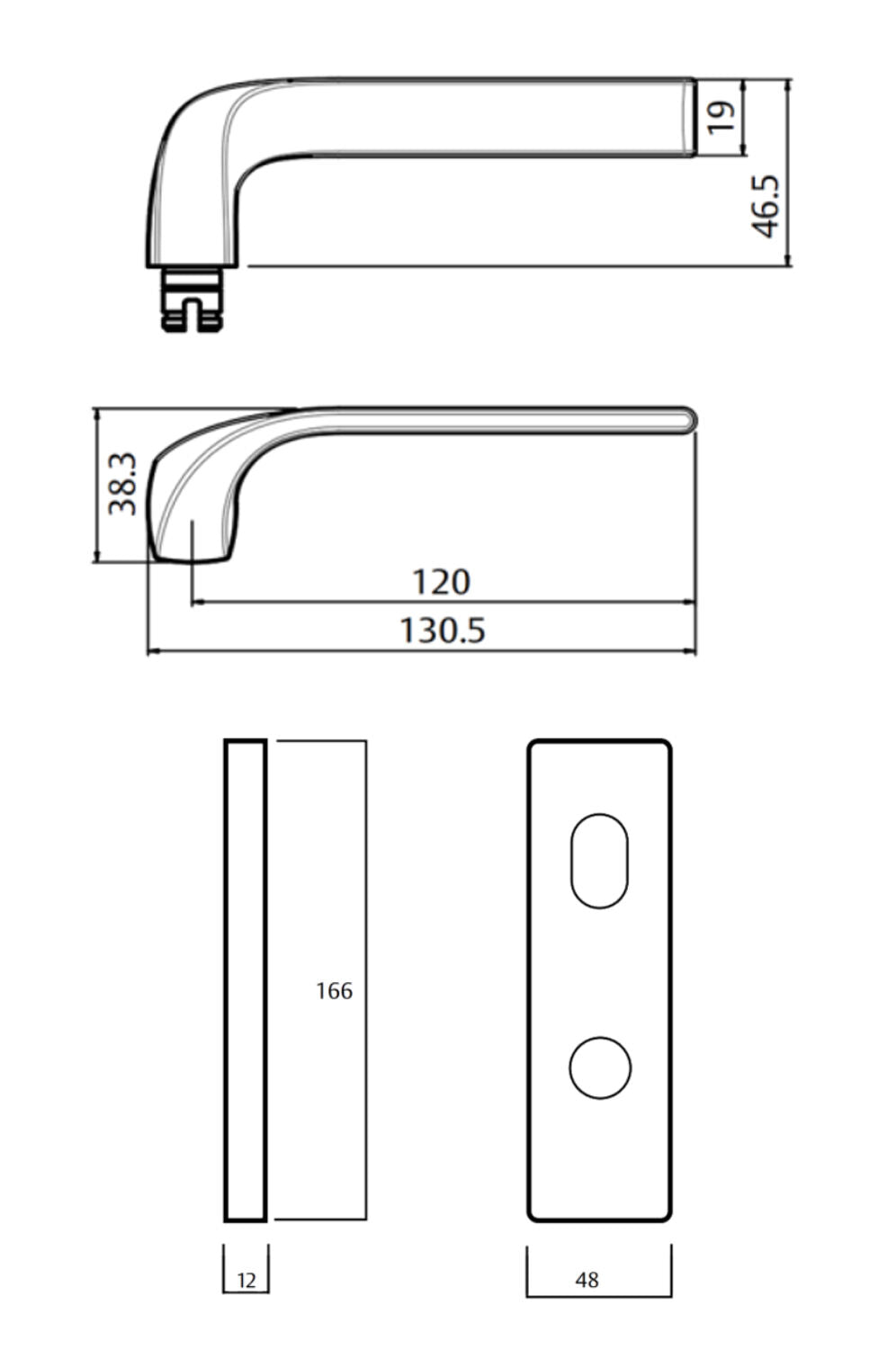 Lockwood Square End Plate and 122 Lever - Available in Various Finishes and Handing