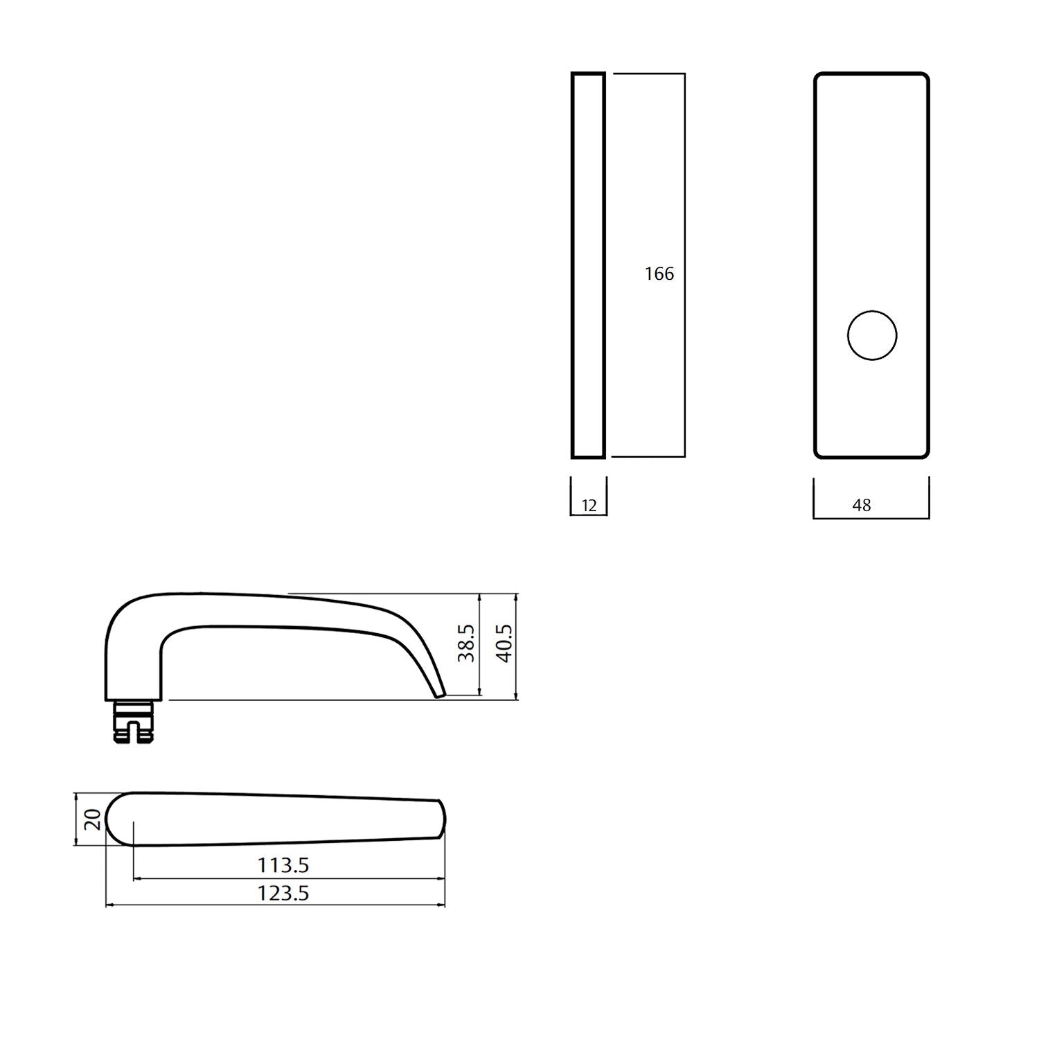 Lockwood 1805 Square End Plate with 180 Lever - Available in Various Finishes