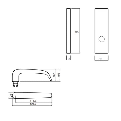 Lockwood 1805 Square End Plate with 180 Lever - Available in Various Finishes