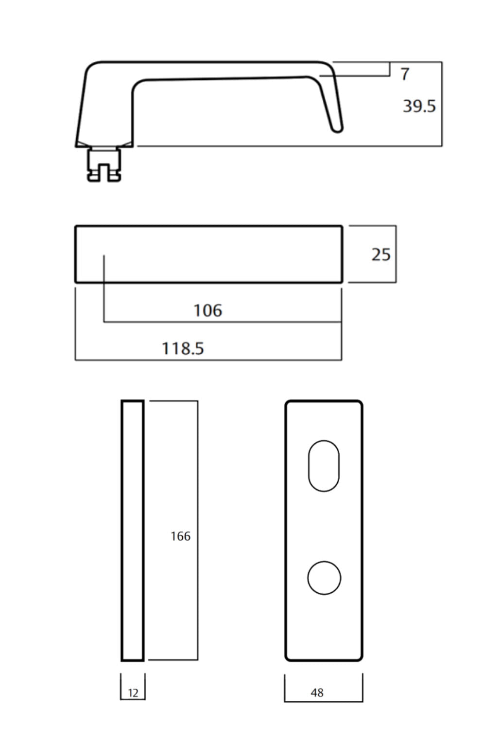 Lockwood Square End Plate and 90 Lever - Available in Various Finishes