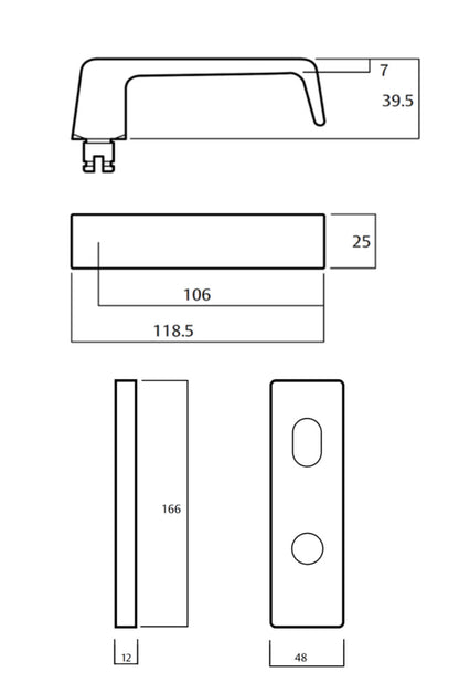 Lockwood Square End Plate and 90 Lever - Available in Various Finishes