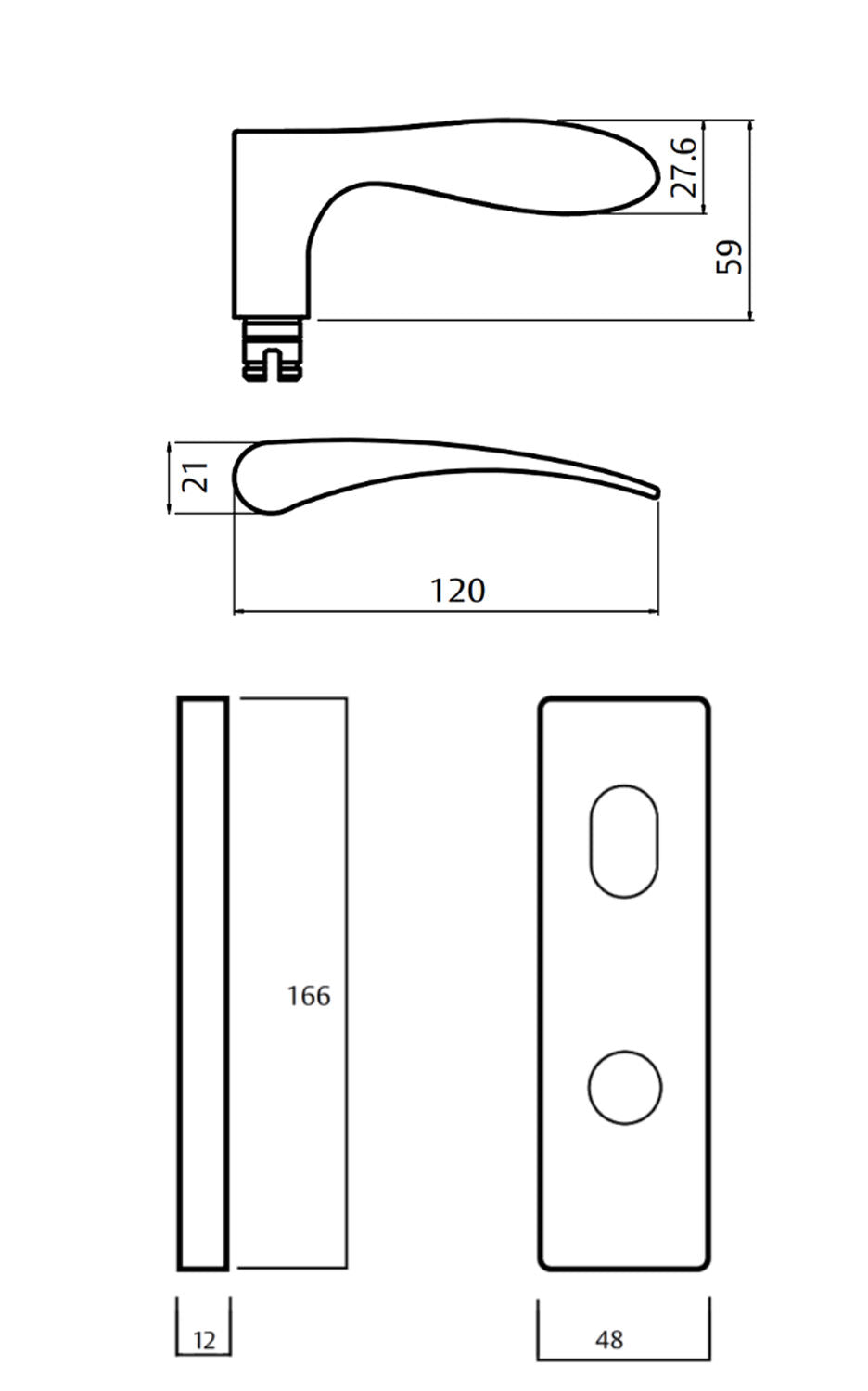 Lockwood Square End Plate with 153 Lever - Available in Various Finishes and Handing