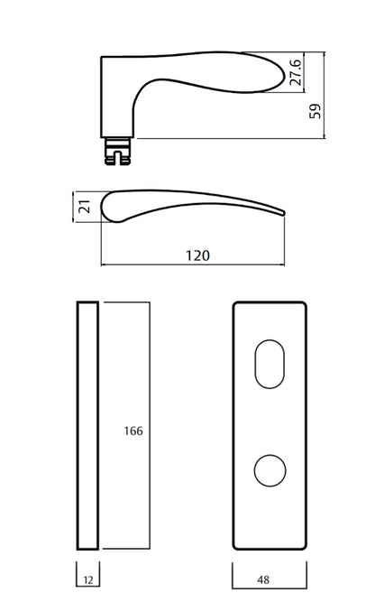 Lockwood Square End Plate with 153 Lever - Available in Various Finishes and Handing