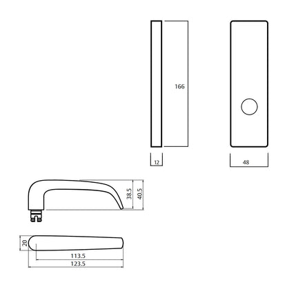 Lockwood 1905 Square End Plate With 180 Lever - Available in Various Finishes
