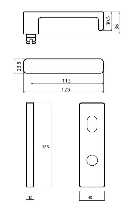 Lockwod Square End Plate with 76 Lever - Available in Various Finishes