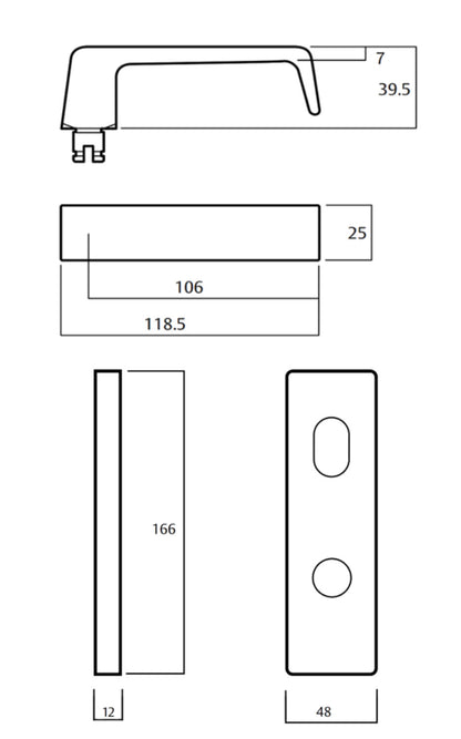 Lockwod Square End Plate with 90 Lever - Available in Various Finishes