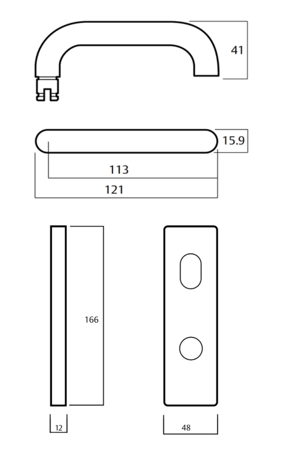 Lockwood Square End Plate with Led and 70 Lever - Available in Various Finishes