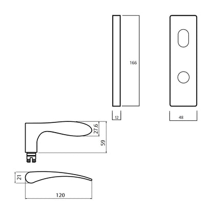 Lockwood 1939 Square End Plate With Disabled Turn and 153 Lever - Available in Various Handing