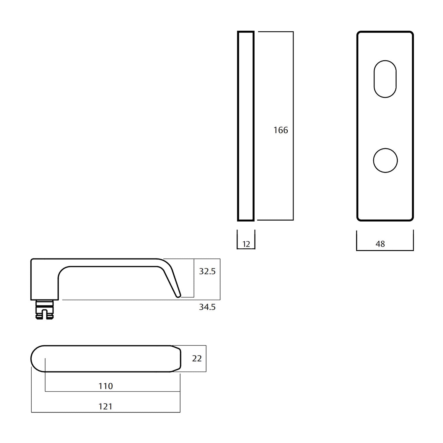 Lockwood 1939 Square End With Disabled Turn and 59 Lever - Available in Various Finishes and Handing
