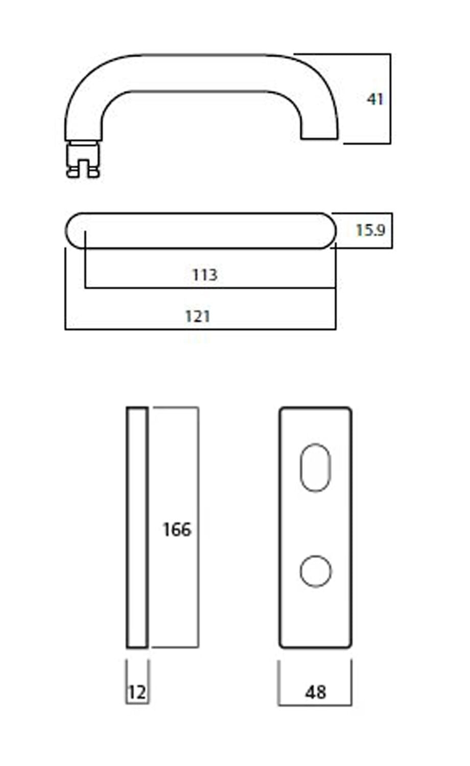 Lockwood Square End Plate with Disabled Turn & 70 Lever - Available in Various Finishes and Handing