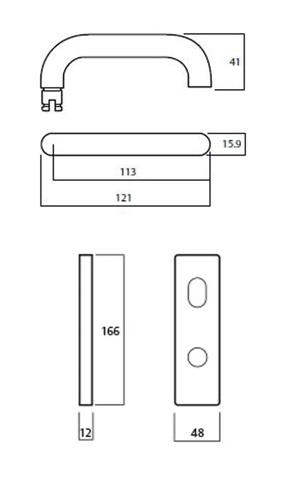 Lockwood Square End Plate with Disabled Turn & 70 Lever - Available in Various Finishes and Handing