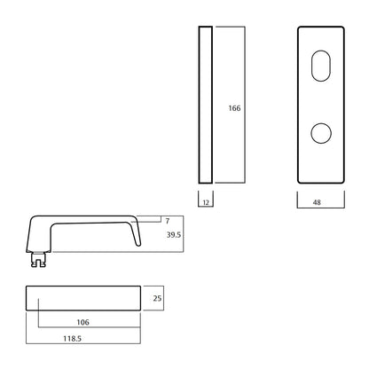 Lockwood 1941 Square End Privacy Disabled Turn 90 Lever - Available in Various Finishes and Handing
