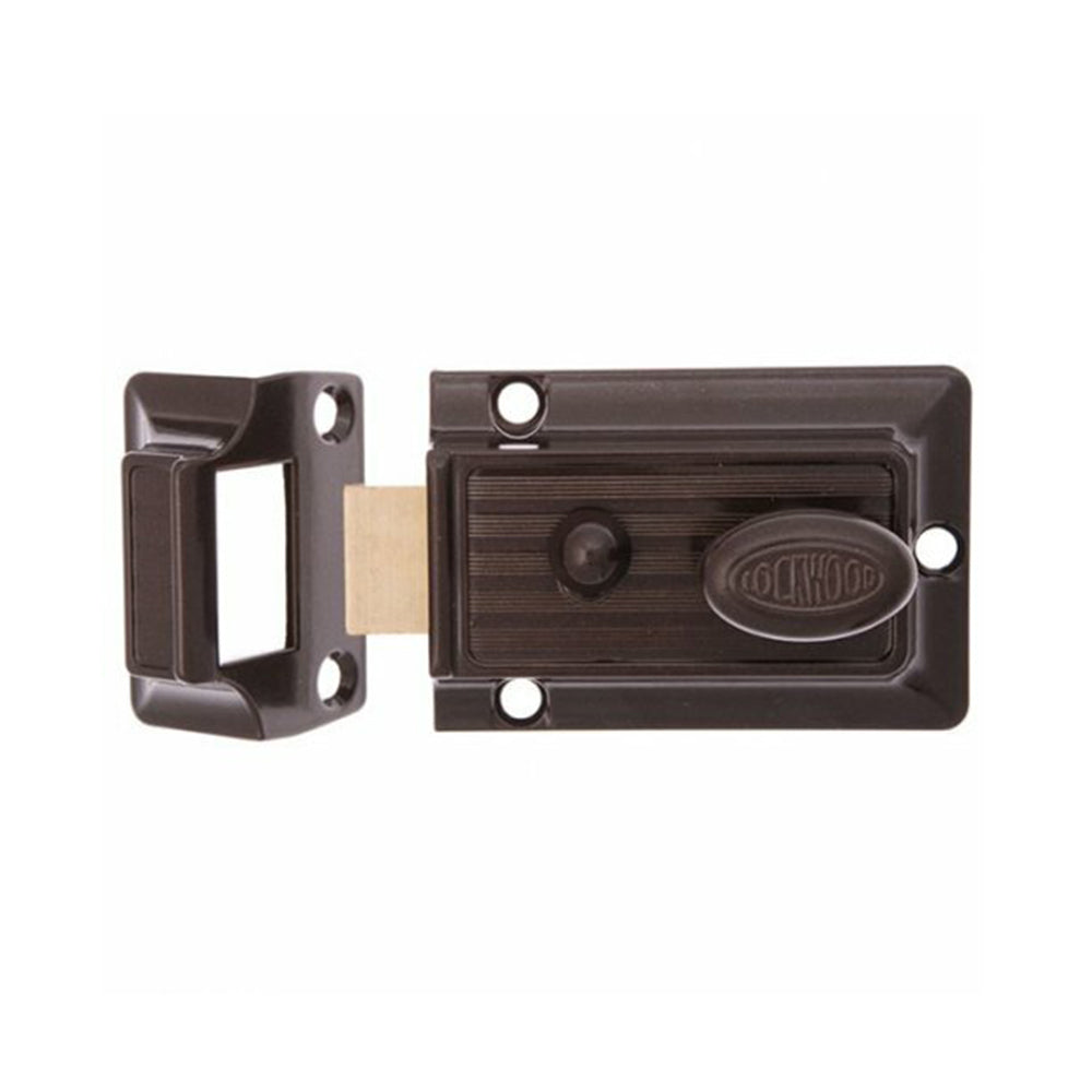 Lockwood Door Lock 201 Rim Night Latch Snib No Cylinder Brown 201NOCYL