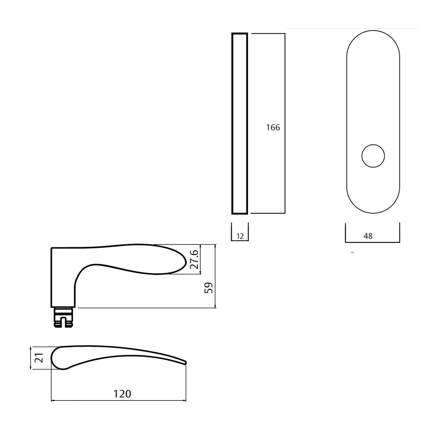 Lockwood 2805 Round End Plate With 153 Lever - Available in Various Finishes and Handing