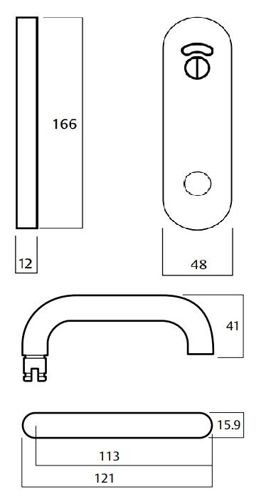 Lockwood Door Handle Round End Plate With Privacy Indicator Turn & 70 Lever