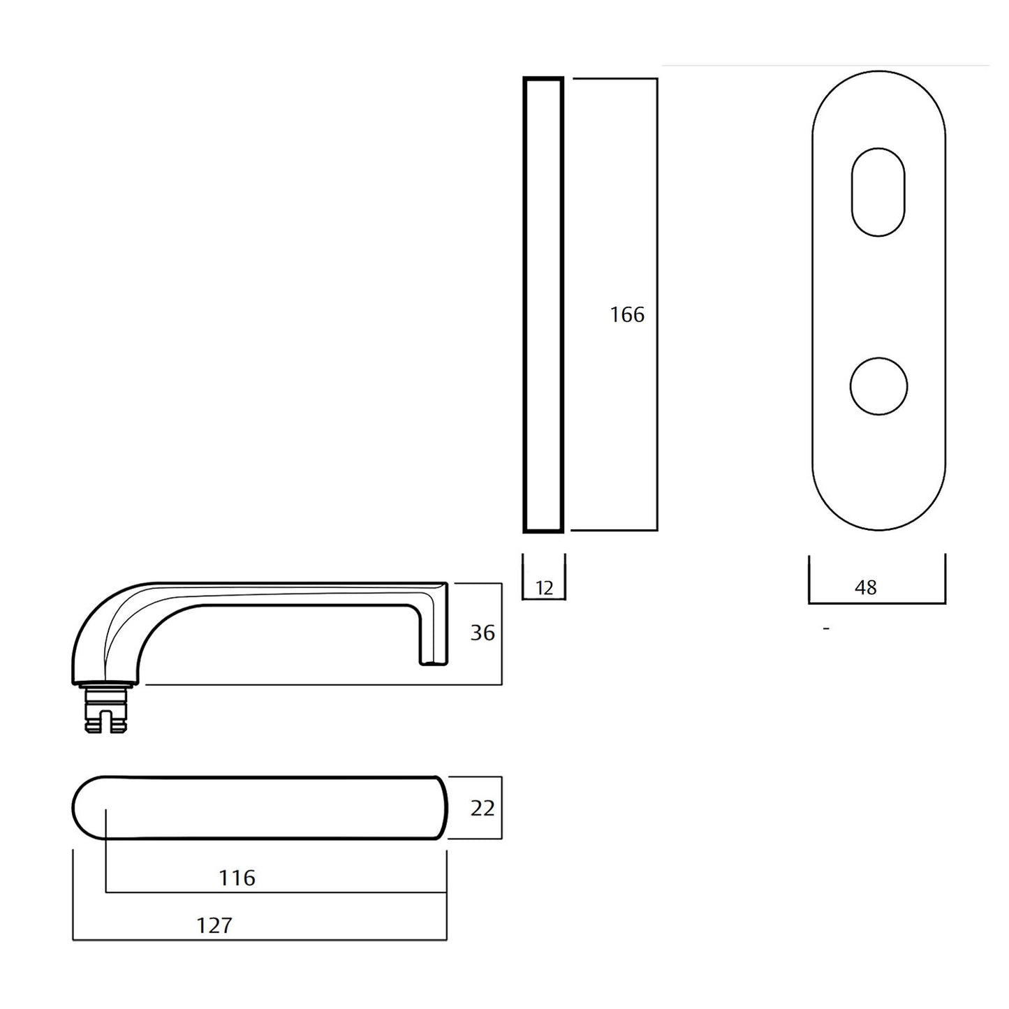 Lockwood 2904 Round End Plate With Turn and 77 Lever - Available in Various Finishes