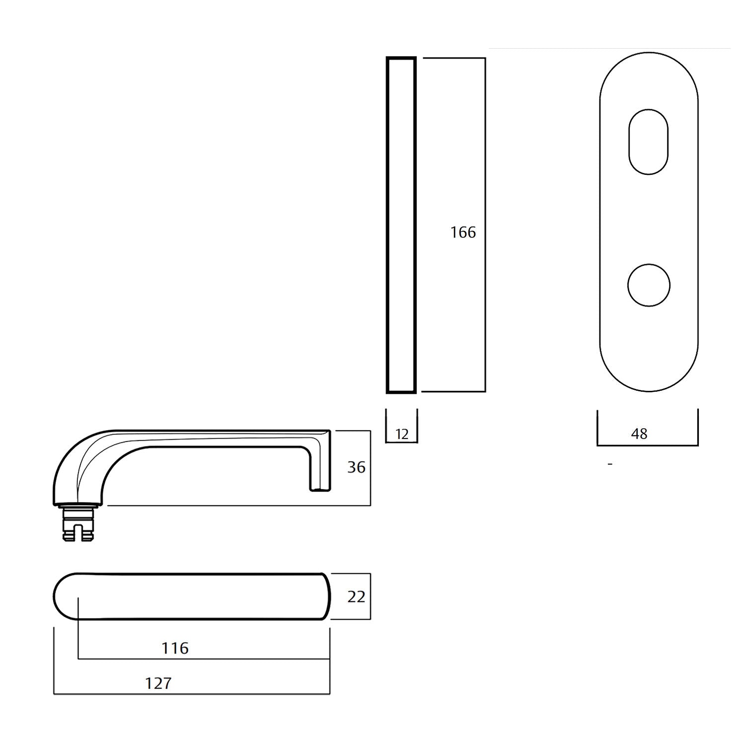 Lockwood 2904 Round End Plate With Turn and 77 Lever - Available in Various Finishes