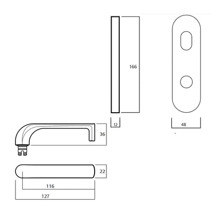 Lockwood 2904 Round End Plate With Turn and 77 Lever - Available in Various Finishes