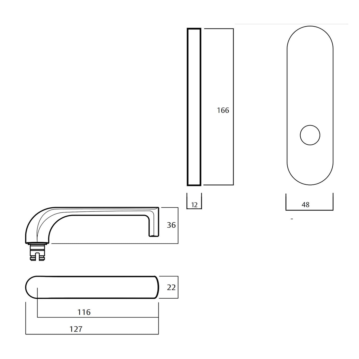 Lockwood 2905 Round End Plate With 77 Lever - Available in Various Finishes