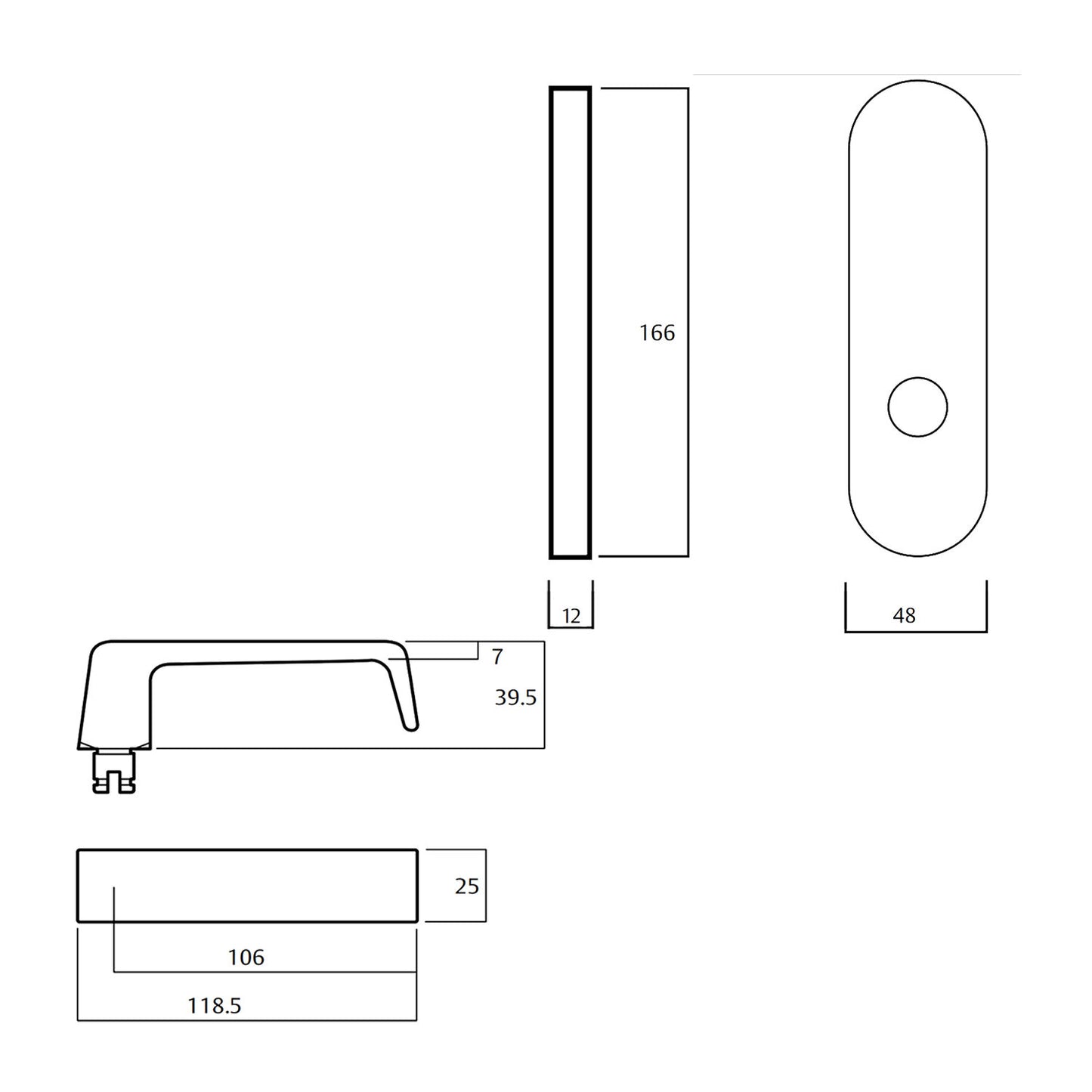 Lockwood 2905 Round End Plate With 90 Lever - Available in Various Finishes