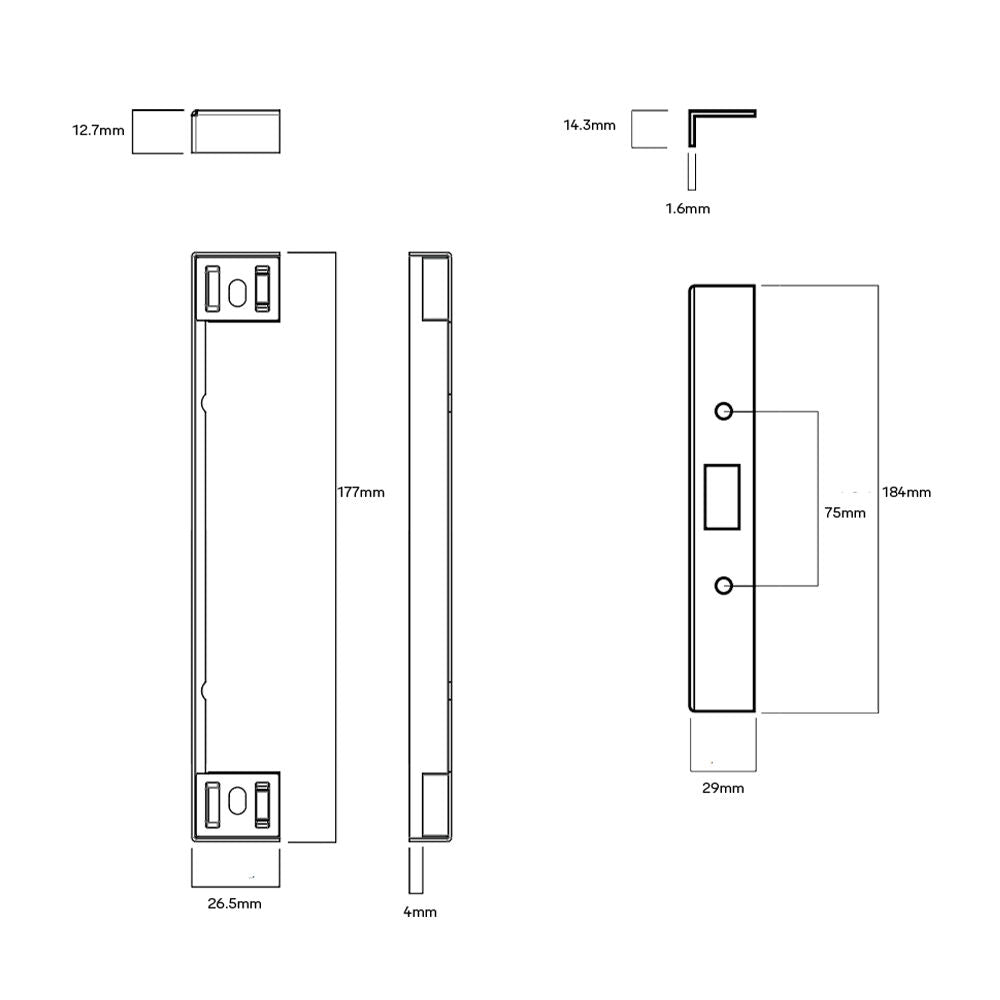 Lockwood 3571 Series Mortice Lock Rebate Kit for 3571 Deadlocks - Available in Various Finishes
