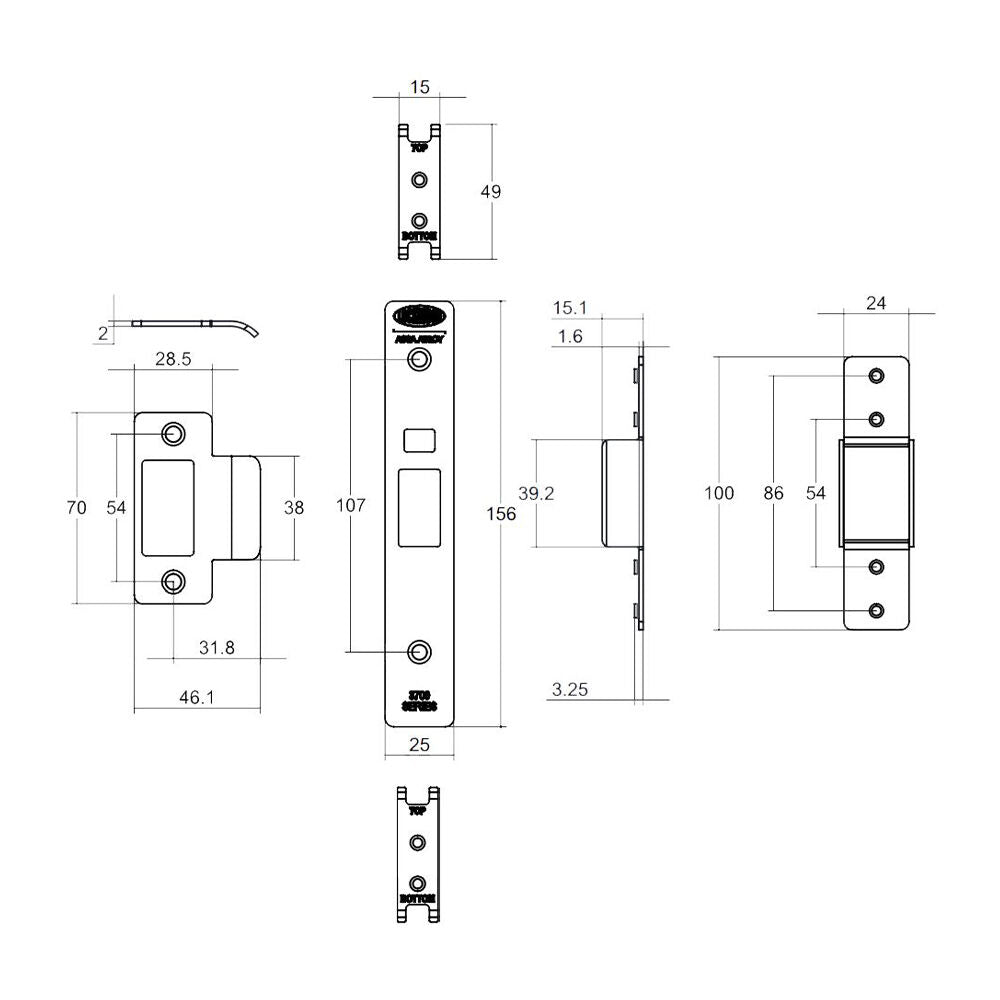 Lockwood 3772 Aluminium Door Fixing Conversion Kit - Available in Various Finishes