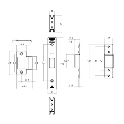 Lockwood 3772 Aluminium Door Fixing Conversion Kit - Available in Various Finishes