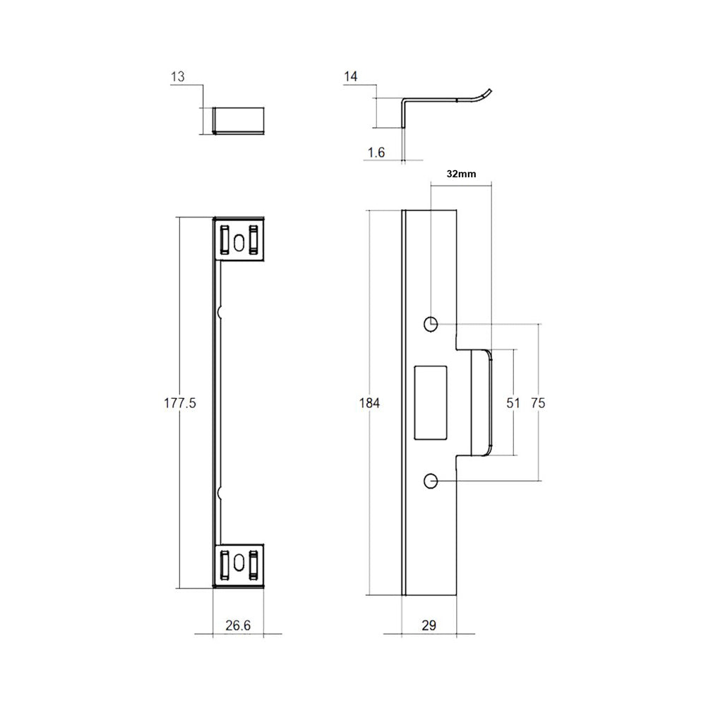 Lockwood 3772 Series Rebate Kit 32mm Lip Strike - Available in Various Finishes
