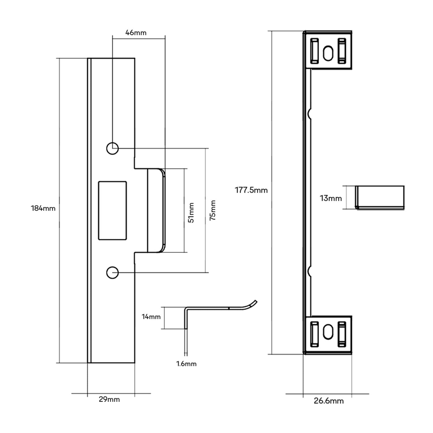 Lockwood 3770 Series Rebate Kit 46mm Lip Strike - Available in Various Finishes