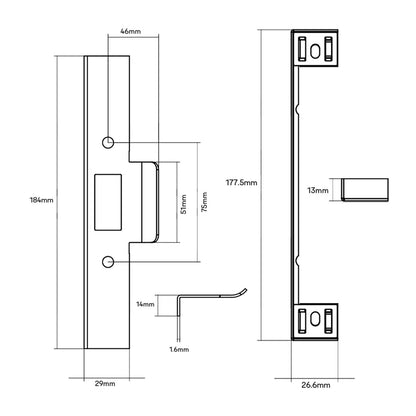 Lockwood 3770 Series Rebate Kit 46mm Lip Strike - Available in Various Finishes