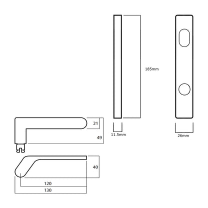 Lockwood 4701 Square End Plate With Cylinder Hole and 41 Lever - Available in Various Handing