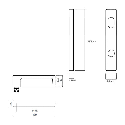 Lockwood 4704 Square End Plate With Turn and 111 Lever - Available in Various Finishes