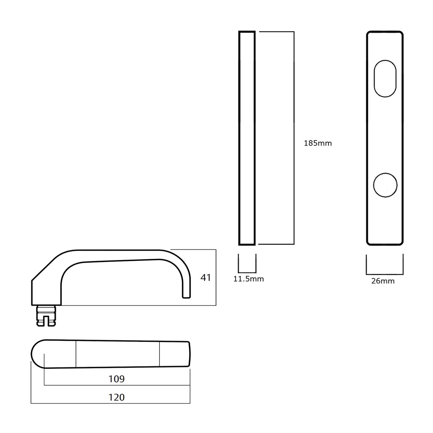 Lockwood 4704 Square End Plate With Turn and 74 Lever - Available in Various Finishes