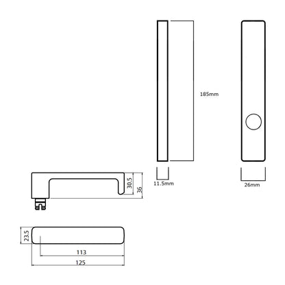 Lockwood 4705 Square End Plate With 76 Lever - Available in Various Finishes