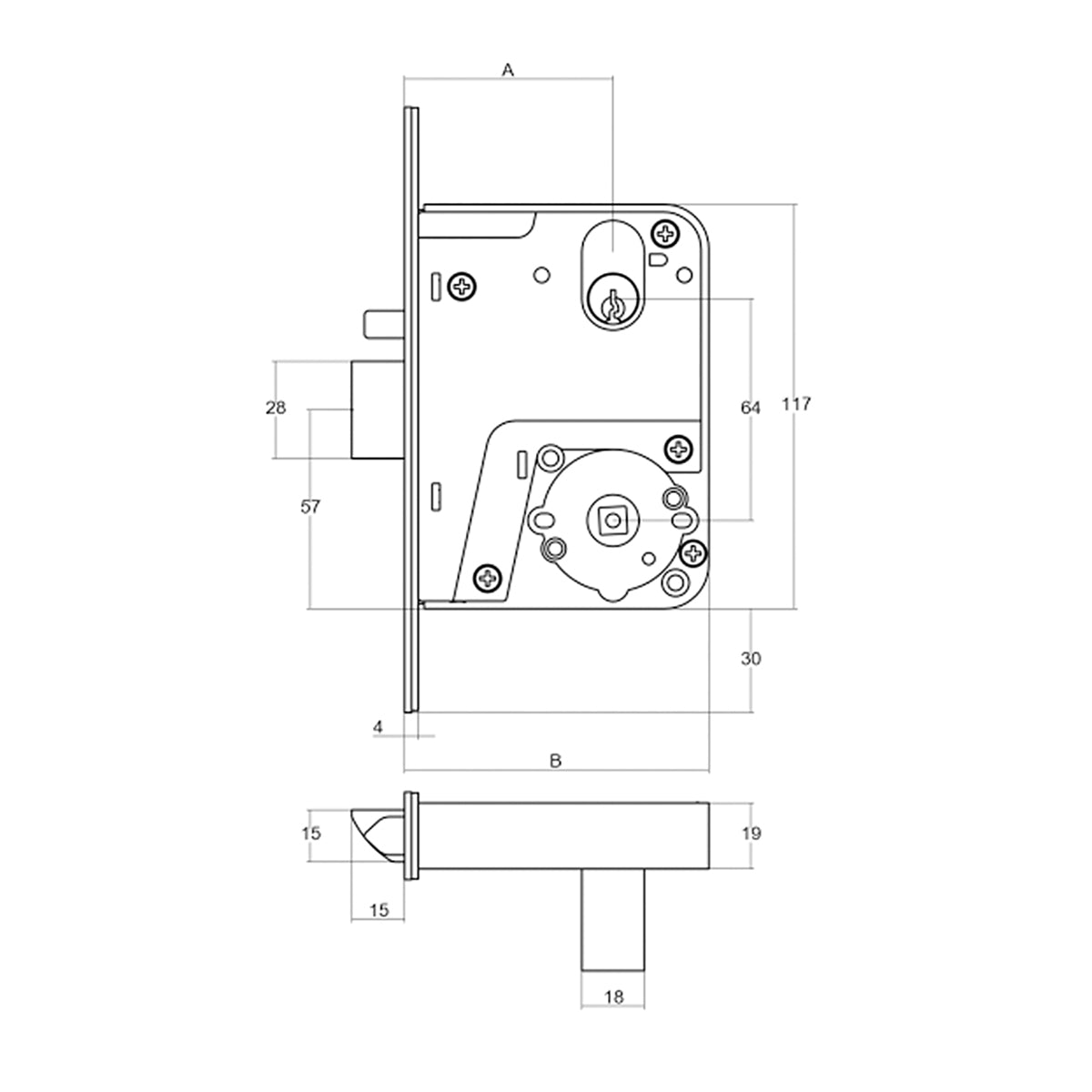 Lockwood 4772 Universal Primary Mortice Lock 89mm Backset Stainess Steel 4772SS