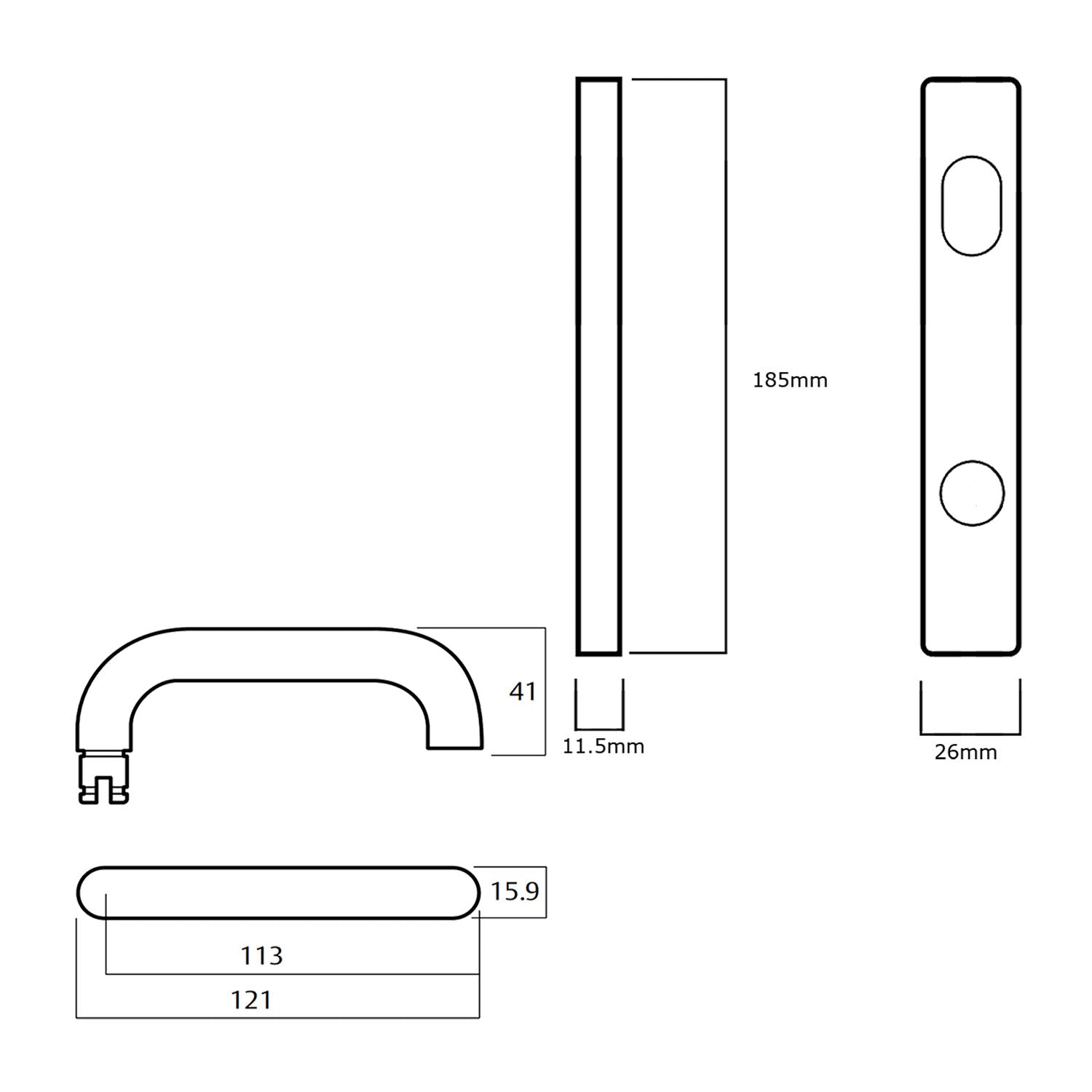 Lockwood 4803 Square End Plate With Emergency Turn and 70 Lever - Available in Various Finishes