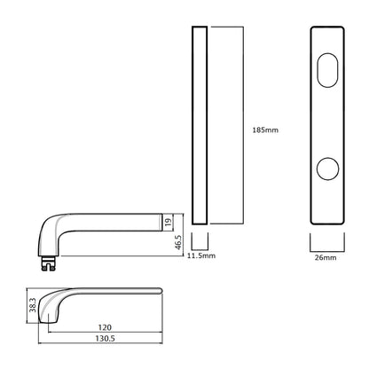 Lockwood 4904 Square End Plate With Turn and 122 Lever - Available in Various Handing